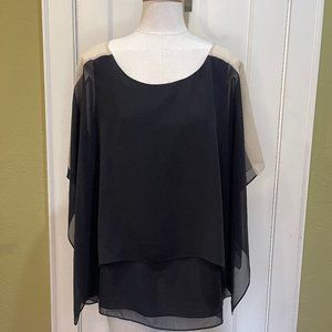Black & Tan Eileen Fischer Silk Blouse